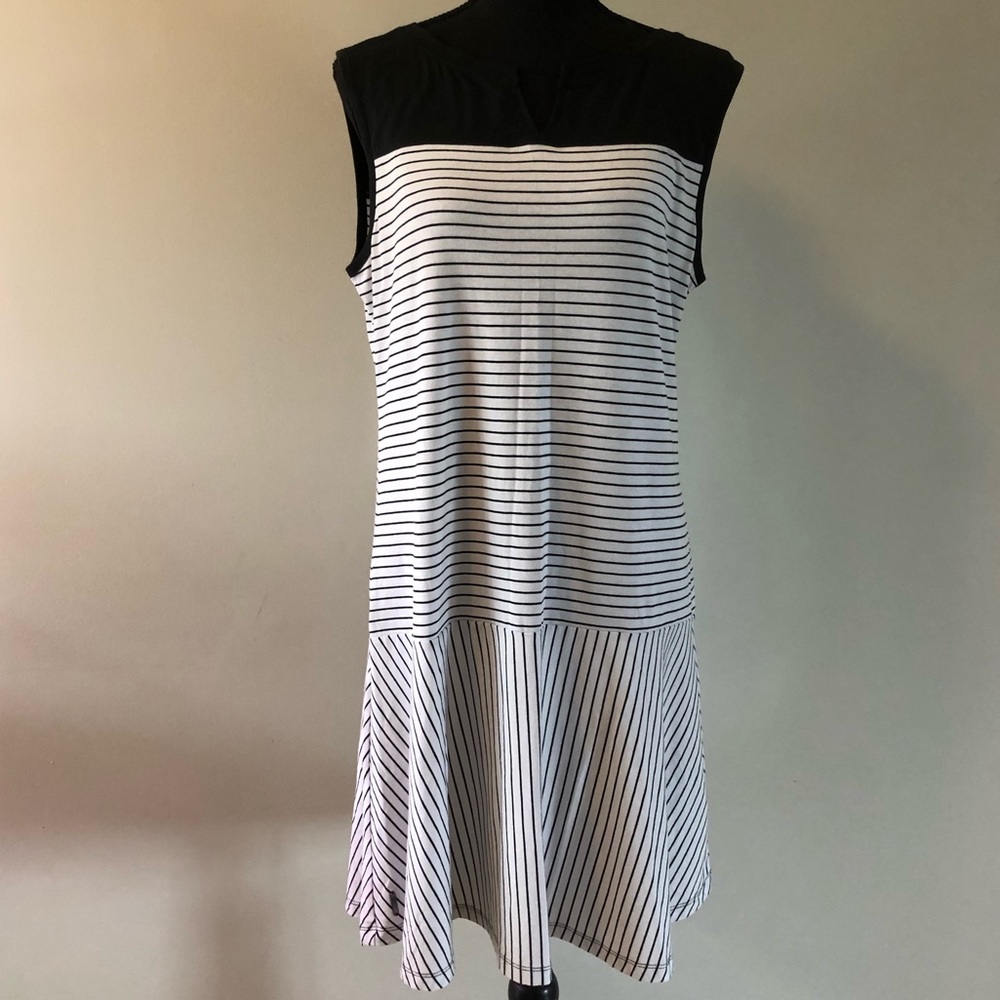Women’s Lole Black & white Striped drop waist dress size L